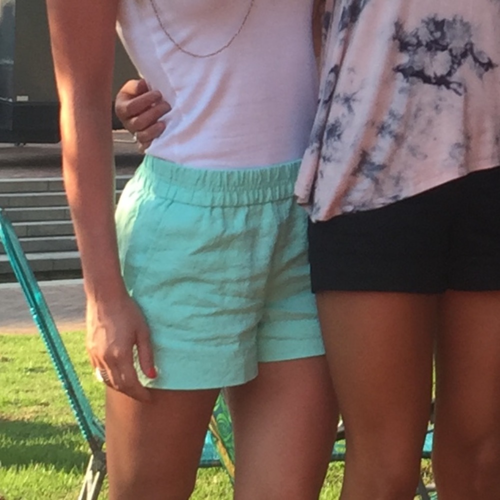 J Crew scrunch waist mint paisley Shorts